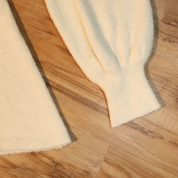 💜Moda International Ivory Soft Long Balloon Sleeve Tunic Sweater Small - Picture 6 of 11